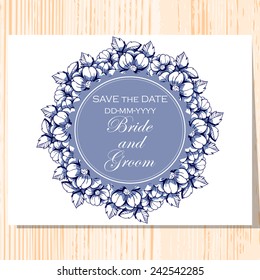 Wedding invitation cards with floral elements