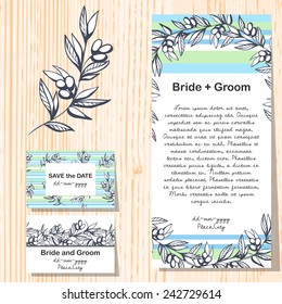 Wedding invitation cards with floral elements