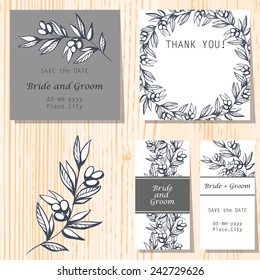 Tarjetas de invitación de matrimonio con elementos florales