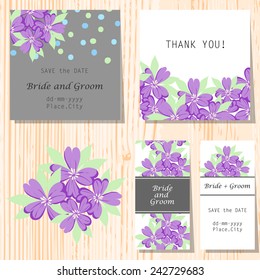 Wedding invitation cards with floral elements