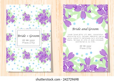 Wedding invitation cards with floral elements