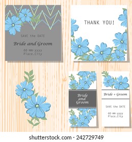 Wedding invitation cards with floral elements