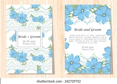 Wedding invitation cards with floral elements