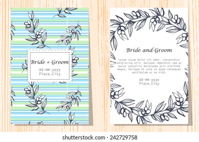 Wedding invitation cards with floral elements