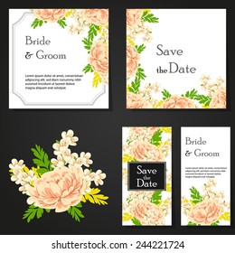 Wedding invitation cards with floral elements