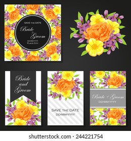 Wedding invitation cards with floral elements