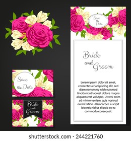 Wedding invitation cards with floral elements