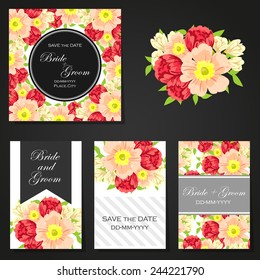 Wedding invitation cards with floral elements