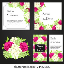 Wedding invitation cards with floral elements