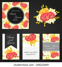 Wedding invitation cards with floral elements