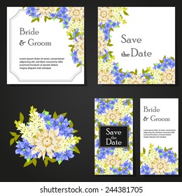 Wedding invitation cards with floral elements