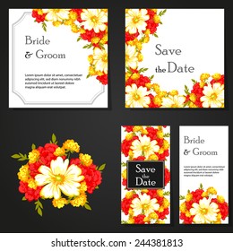 Wedding invitation cards with floral elements