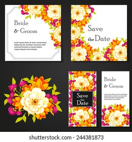 Wedding invitation cards with floral elements