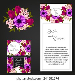 Wedding invitation cards with floral elements