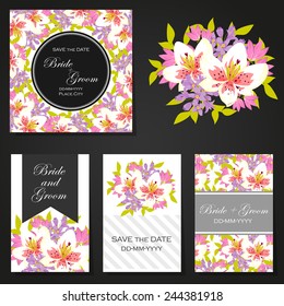 Wedding invitation cards with floral elements