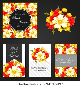 Wedding invitation cards with floral elements