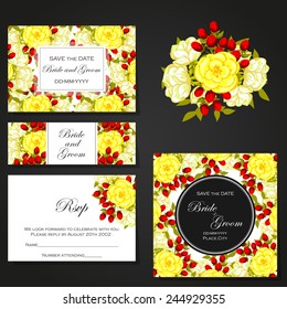 Wedding invitation cards with floral elements