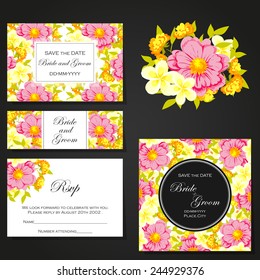 Wedding invitation cards with floral elements