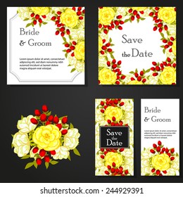Wedding invitation cards with floral elements