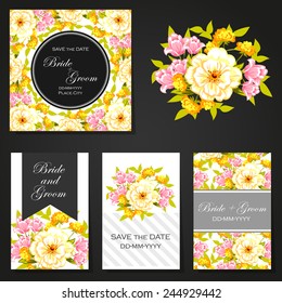 Wedding invitation cards with floral elements