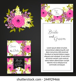 Wedding invitation cards with floral elements