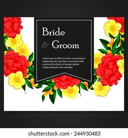 Wedding invitation cards with floral elements