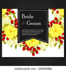 Wedding invitation cards with floral elements