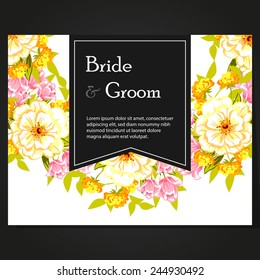 Wedding invitation cards with floral elements