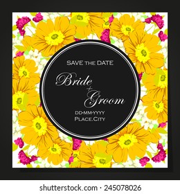 Wedding invitation cards with floral elements