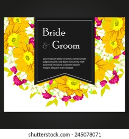 Wedding invitation cards with floral elements