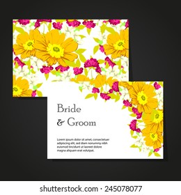 Wedding invitation cards with floral elements