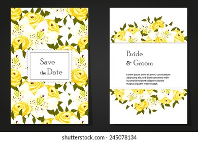 Wedding invitation cards with floral elements