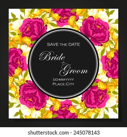 Wedding invitation cards with floral elements