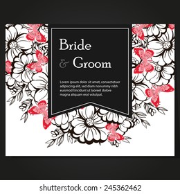 Wedding invitation cards with floral elements