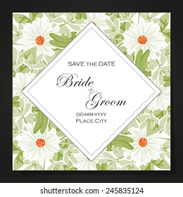 Wedding invitation cards with floral elements