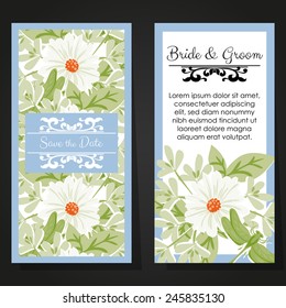 Wedding invitation cards with floral elements