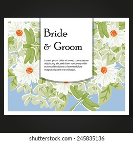 Wedding invitation cards with floral elements