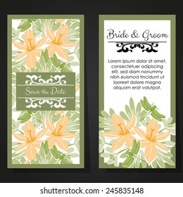 Wedding invitation cards with floral elements