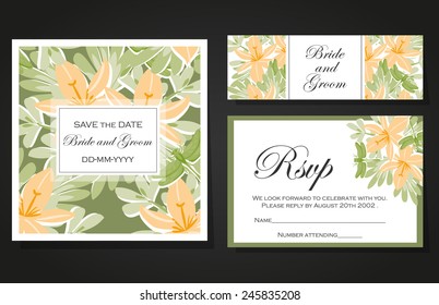 Wedding invitation cards with floral elements