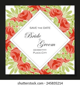 Wedding invitation cards with floral elements