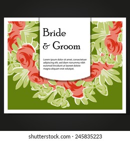 Wedding invitation cards with floral elements
