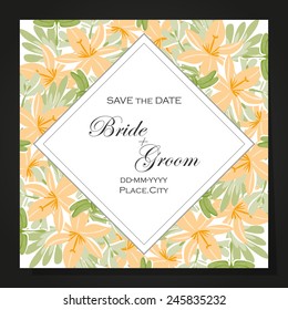 Wedding invitation cards with floral elements