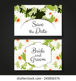Wedding invitation cards with floral elements