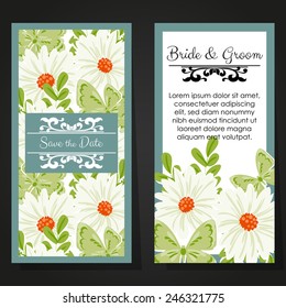 Wedding invitation cards with floral elements