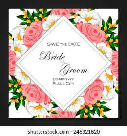 Wedding invitation cards with floral elements