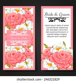Wedding invitation cards with floral elements