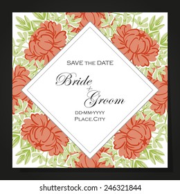 Wedding invitation cards with floral elements