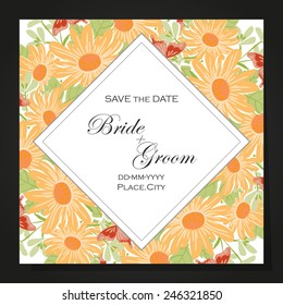 Wedding invitation cards with floral elements