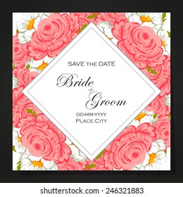 Wedding invitation cards with floral elements