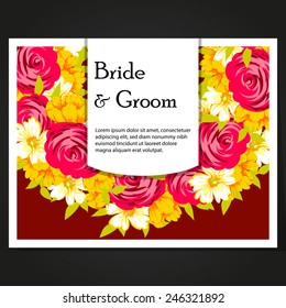 Wedding invitation cards with floral elements